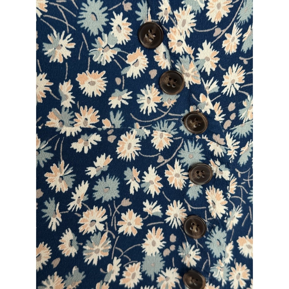 Madewell Button Wrap V Neck Mini Dress Womens Size 0 French Floral Blue - Picture 7 of 8